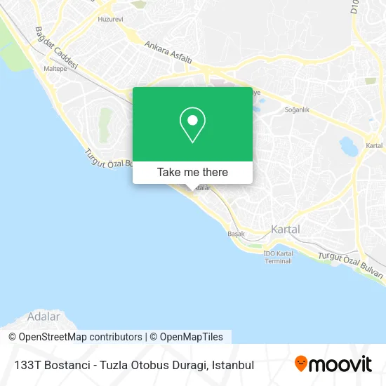 133T Bostanci - Tuzla Otobus Duragi map