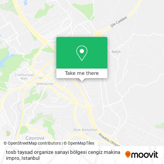 tosb taysad organize sanayi bölgesi cengiz makina impro map