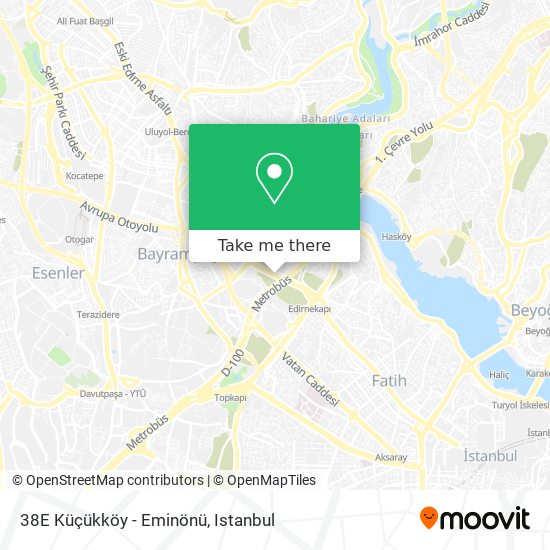 38E Küçükköy - Eminönü map
