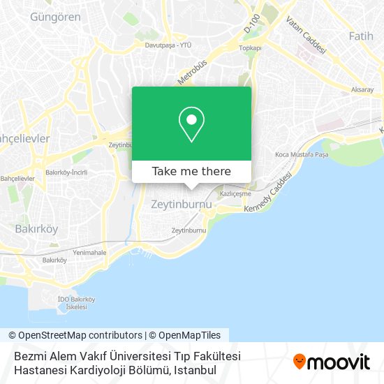 Bezmi Alem Vakıf Üniversitesi Tıp Fakültesi Hastanesi Kardiyoloji Bölümü map