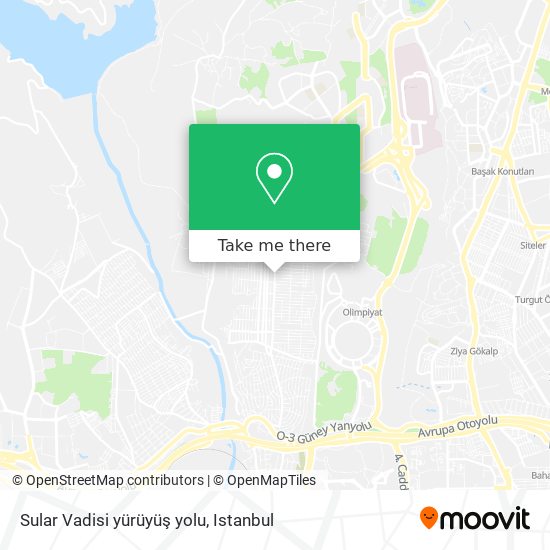 Sular Vadisi yürüyüş yolu map