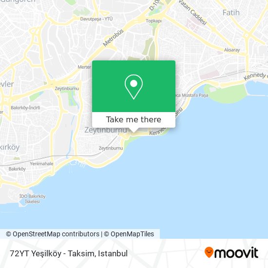 72YT  Yeşilköy - Taksim map