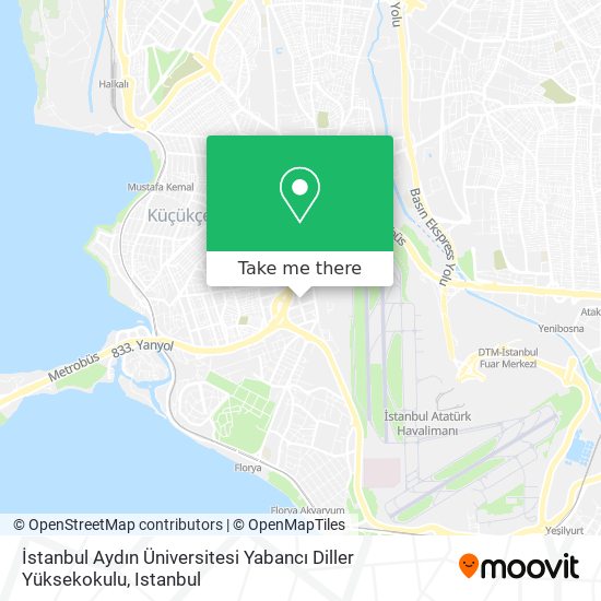 İstanbul Aydın Üniversitesi Yabancı Diller Yüksekokulu map