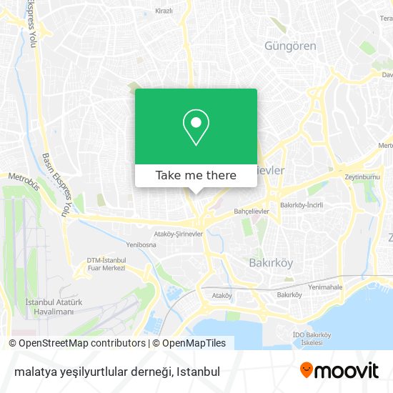 malatya yeşilyurtlular derneği map