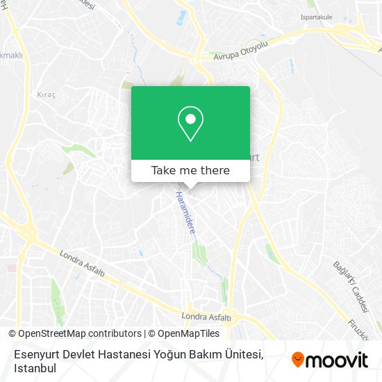 Esenyurt Devlet Hastanesi Yoğun Bakım Ünitesi map