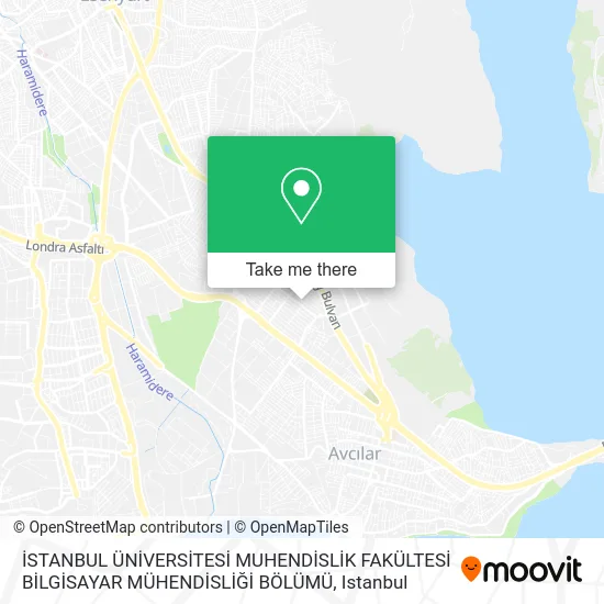 İSTANBUL ÜNİVERSİTESİ MUHENDİSLİK FAKÜLTESİ BİLGİSAYAR MÜHENDİSLİĞİ BÖLÜMÜ map