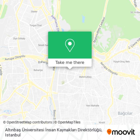 Altınbaş Üniversitesi İnsan Kaynakları Direktörlüğü map