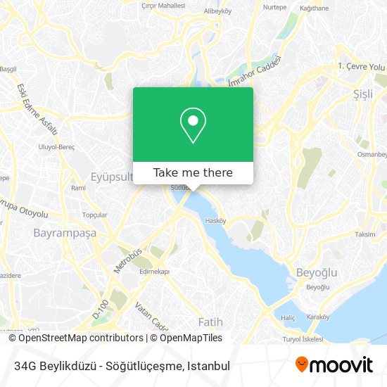 34G Beylikdüzü - Söğütlüçeşme map