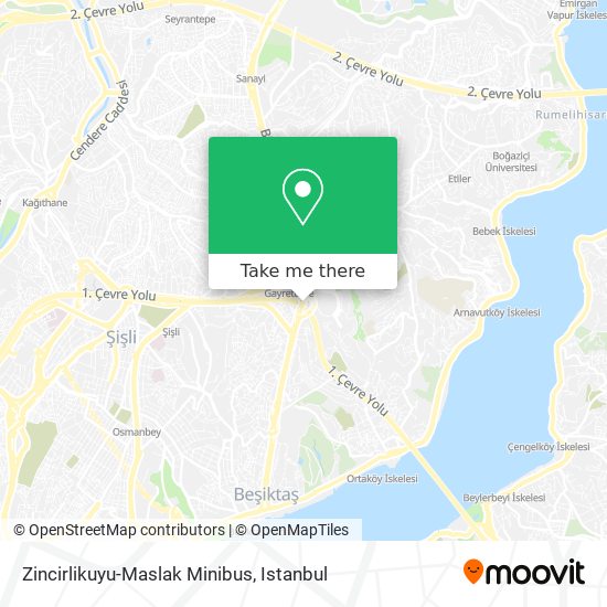 Zincirlikuyu-Maslak Minibus map