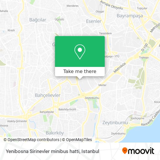 Yenibosna Sirinevler minibus hatti map