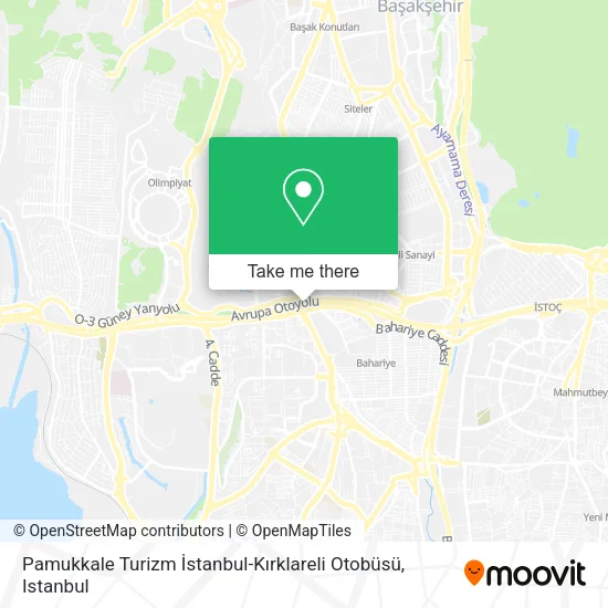 Pamukkale Turizm İstanbul-Kırklareli Otobüsü map