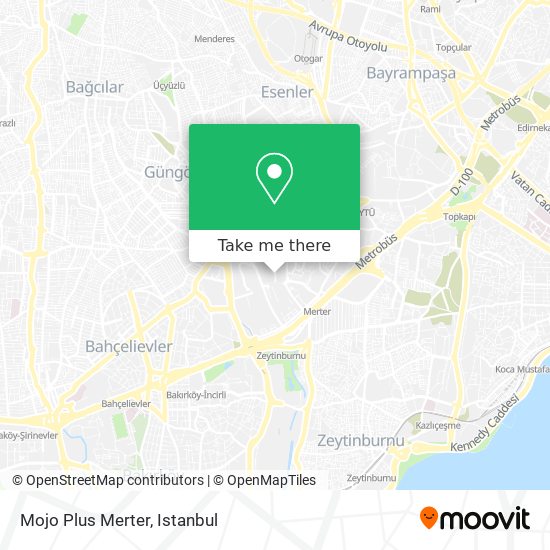 how to get to mojo plus merter in gungoren by bus metro cable car or train