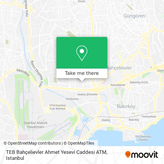 TEB Bahçelievler Ahmet Yesevi Caddesi ATM map