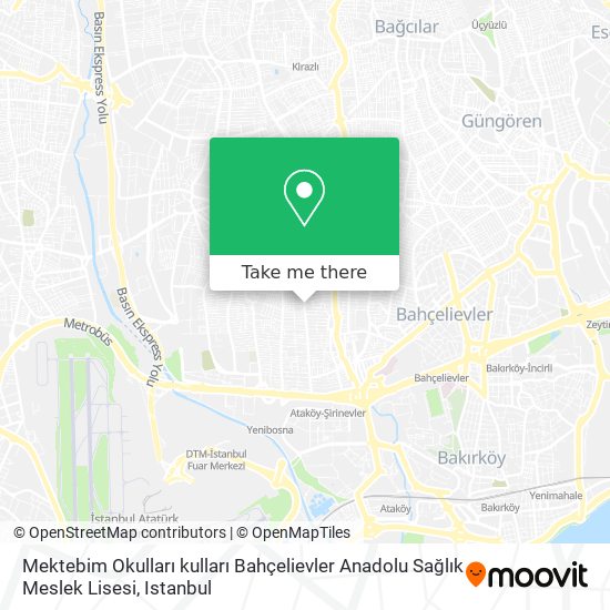 Mektebim Okulları kulları Bahçelievler Anadolu Sağlık Meslek Lisesi map