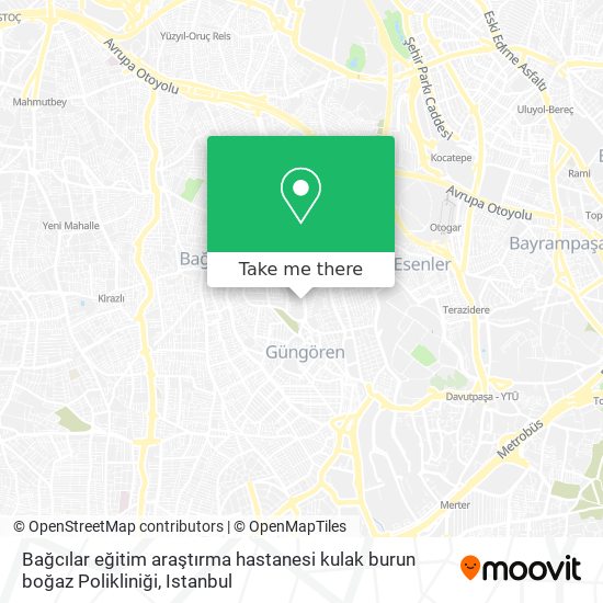 Bağcılar eğitim araştırma hastanesi kulak burun boğaz Polikliniği map