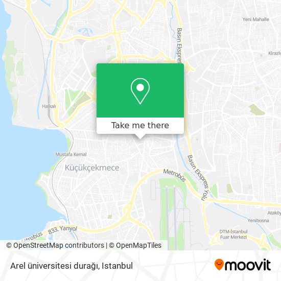 Arel üniversitesi durağı map