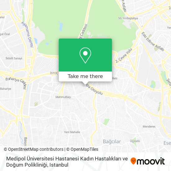 Medipol Üniversitesi Hastanesi Kadın Hastalıkları ve Doğum Polikliniği map