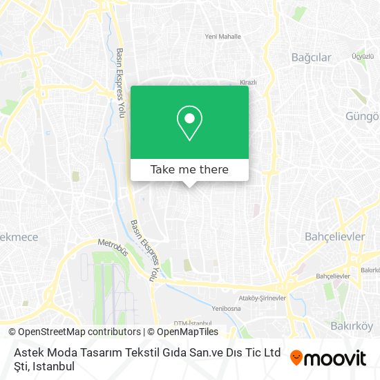 Astek Moda Tasarım Tekstil Gıda San.ve Dıs Tic Ltd Şti map