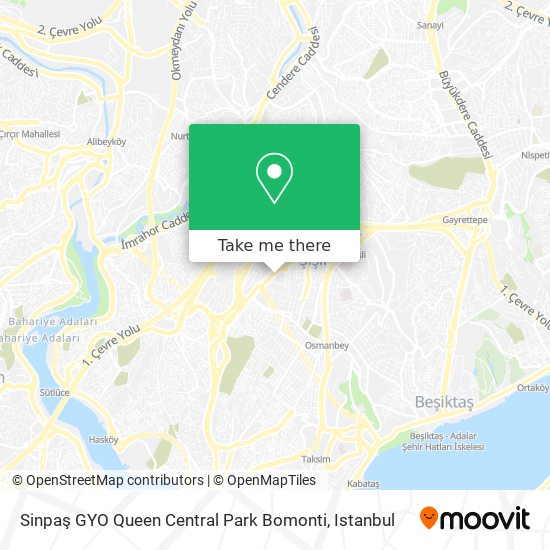 Sinpaş GYO Queen Central Park Bomonti map