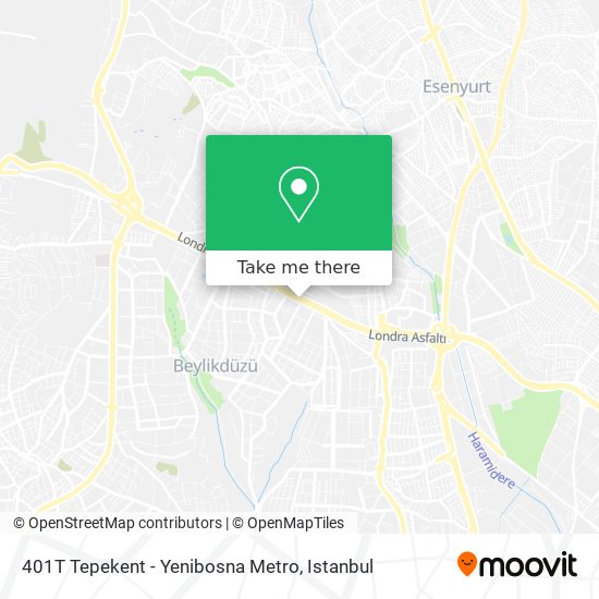 401T Tepekent - Yenibosna Metro map