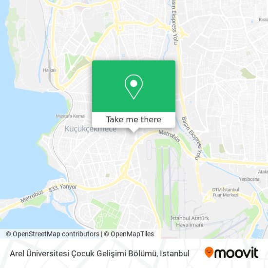 Arel Üniversitesi Çocuk Gelişimi Bölümü map