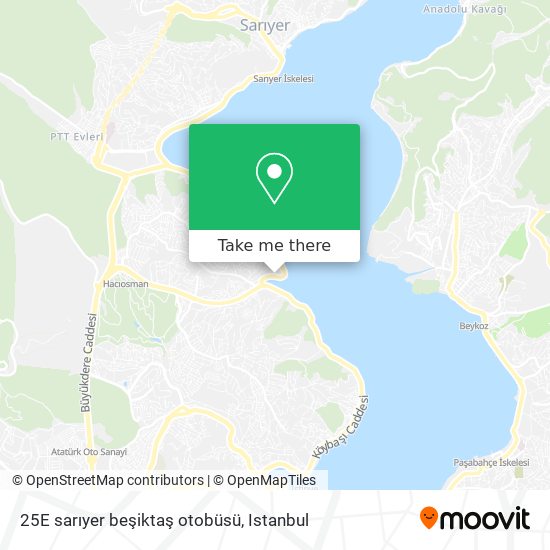 25E sarıyer beşiktaş otobüsü map