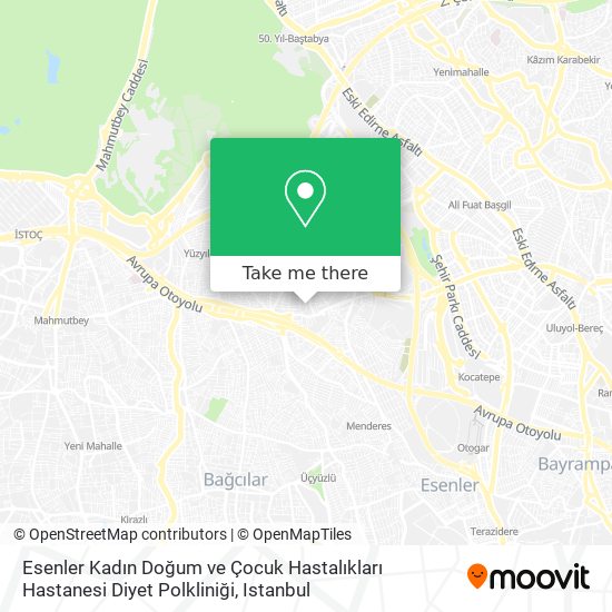 Esenler Kadın Doğum ve Çocuk Hastalıkları Hastanesi Diyet Polkliniği map
