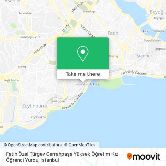 Fatih Özel Türgev Cerrahpaşa Yüksek Öğretim Kız Öğrenci Yurdu map