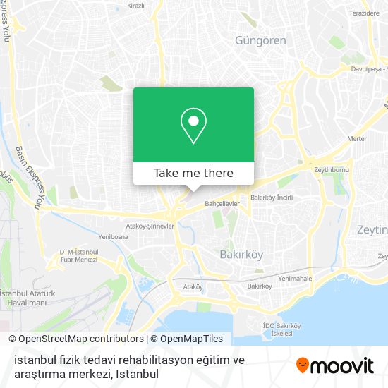 istanbul fizik tedavi rehabilitasyon eğitim ve araştırma merkezi map