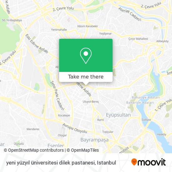 yeni yüzyıl üniversitesi dilek pastanesi map