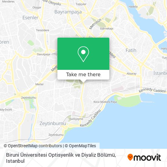 Biruni Üniversitesi Optisyenlik ve Diyaliz Bölümü map