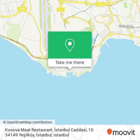 Kosova Meat Restaurant, İstanbul Caddesi, 10 34149 Yeşilköy, İstanbul map