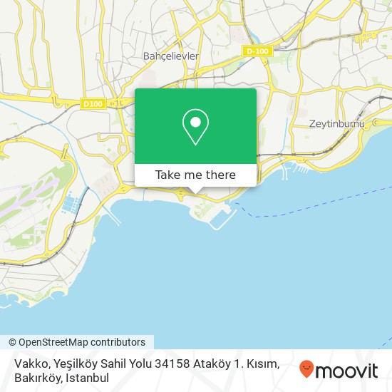 Vakko, Yeşilköy Sahil Yolu 34158 Ataköy 1. Kısım, Bakırköy map