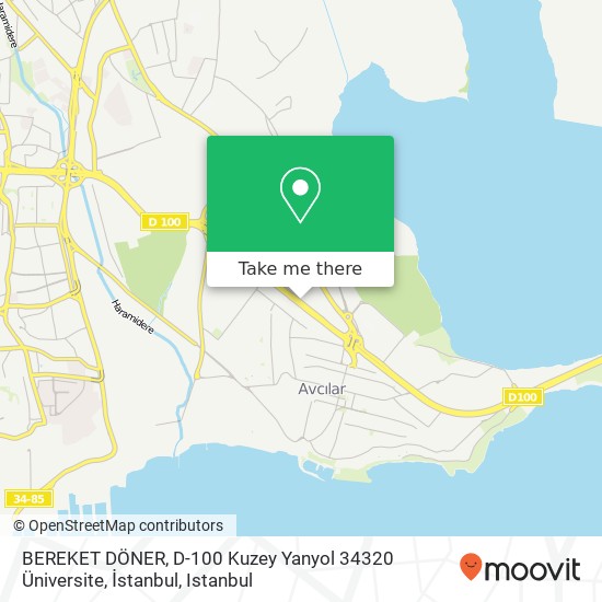 BEREKET DÖNER, D-100 Kuzey Yanyol 34320 Üniversite, İstanbul map