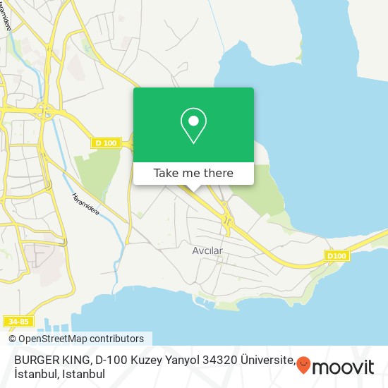 BURGER KING, D-100 Kuzey Yanyol 34320 Üniversite, İstanbul map