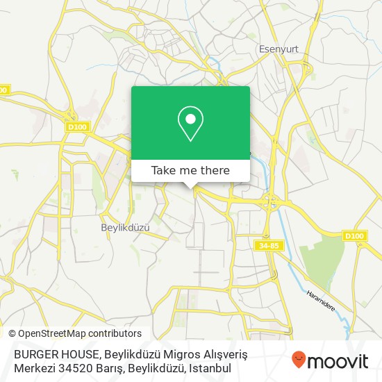 BURGER HOUSE, Beylikdüzü Migros Alışveriş Merkezi 34520 Barış, Beylikdüzü map