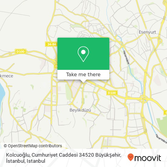 Kolcuoğlu, Cumhuriyet Caddesi 34520 Büyükşehir, İstanbul map