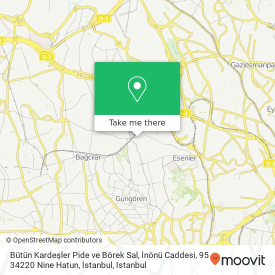 Bütün Kardeşler Pide ve Börek Sal, İnönü Caddesi, 95 34220 Nine Hatun, İstanbul map