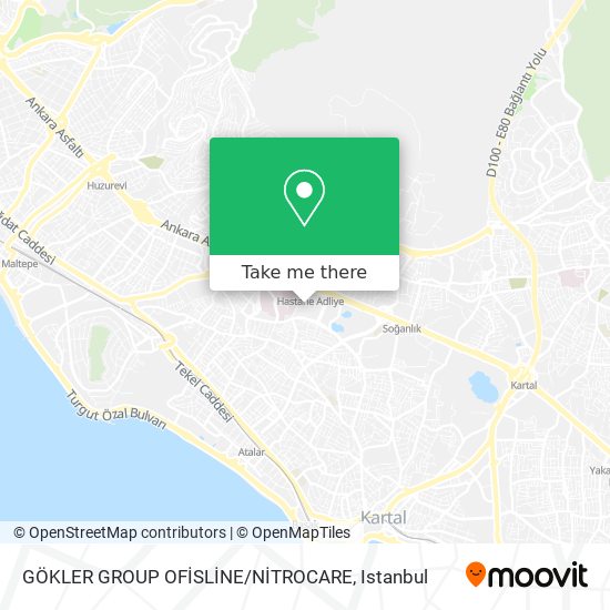 how to get to gokler group ofisline nitrocare in kartal by bus cable car metro or train