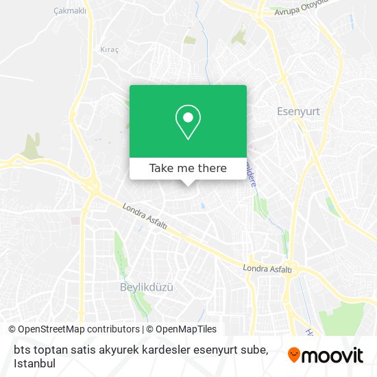 bts toptan satis  akyurek kardesler  esenyurt sube map