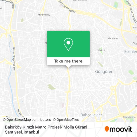 Bakırköy-Kirazlı Metro Projesi/ Molla Gürani Şantiyesi map