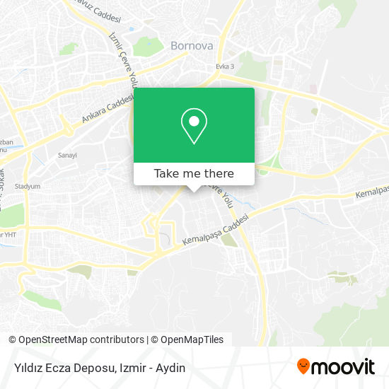 how to get to yildiz ecza deposu in bornova by bus or metro