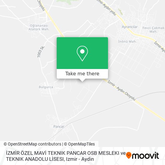 İZMİR ÖZEL MAVİ TEKNIK PANCAR OSB MESLEKI ve TEKNIK ANADOLU LİSESI map