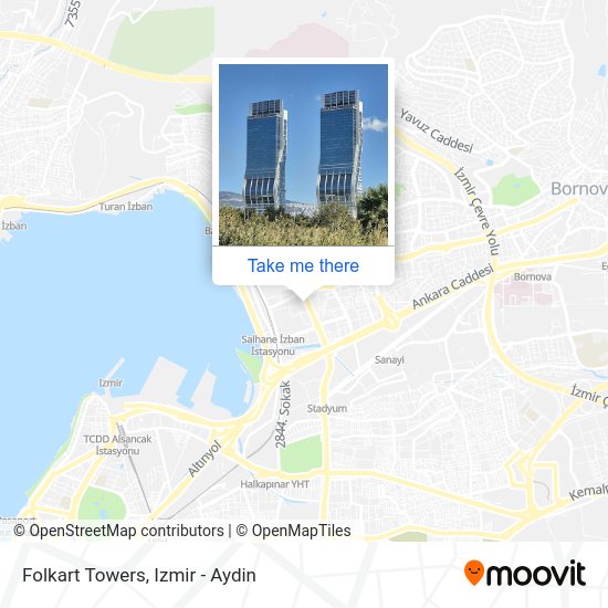 how to get to folkart towers in karsiyaka by bus train metro or light rail