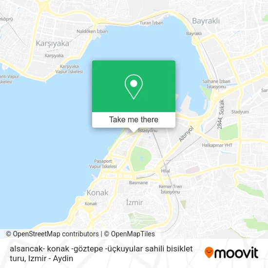 alsancak- konak -göztepe -üçkuyular sahili bisiklet turu map