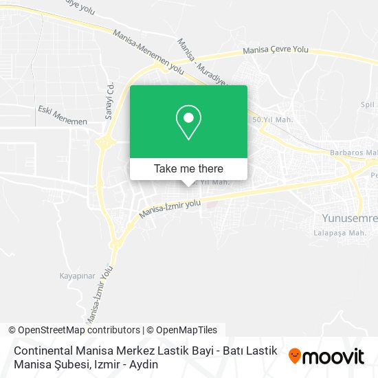 Continental Manisa Merkez Lastik Bayi - Batı Lastik Manisa Şubesi map