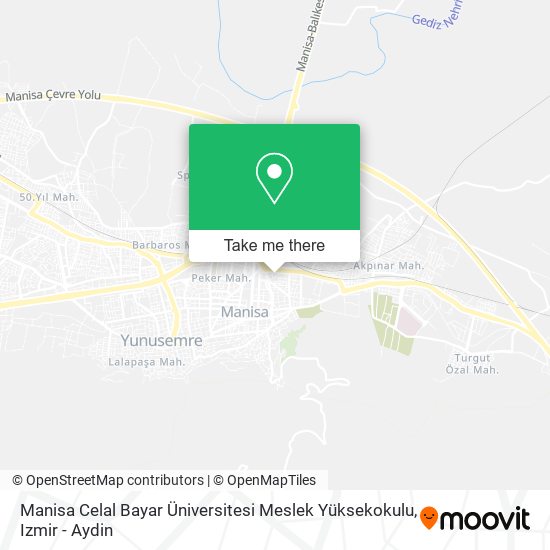 Manisa Celal Bayar Üniversitesi Meslek Yüksekokulu map