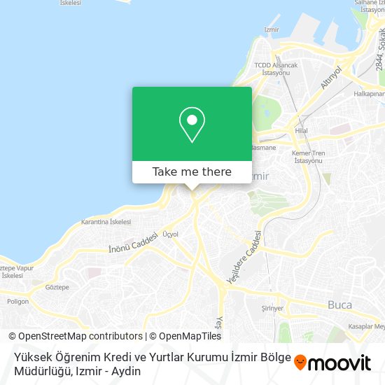 Yüksek Öğrenim Kredi ve Yurtlar Kurumu İzmir Bölge Müdürlüğü map
