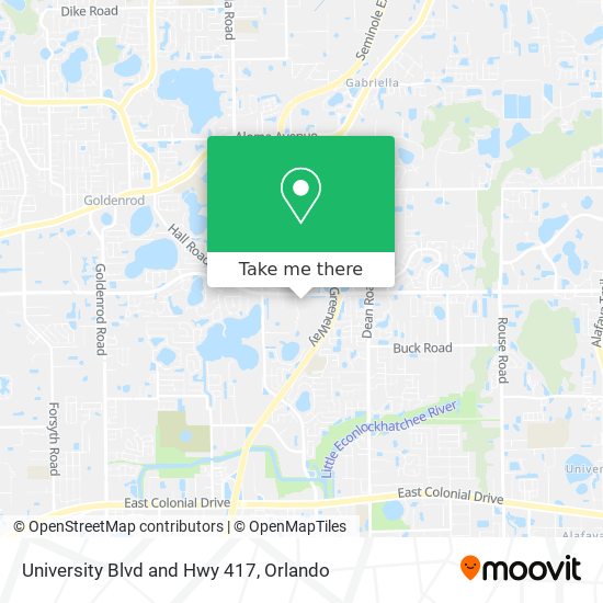 University Blvd and Hwy 417 map
