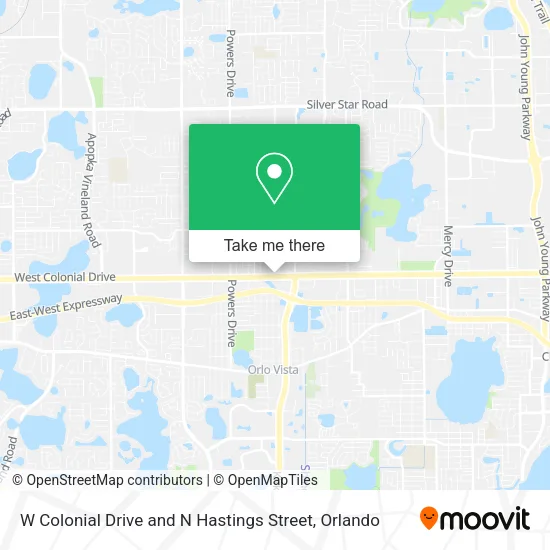 W Colonial Drive and N Hastings Street map